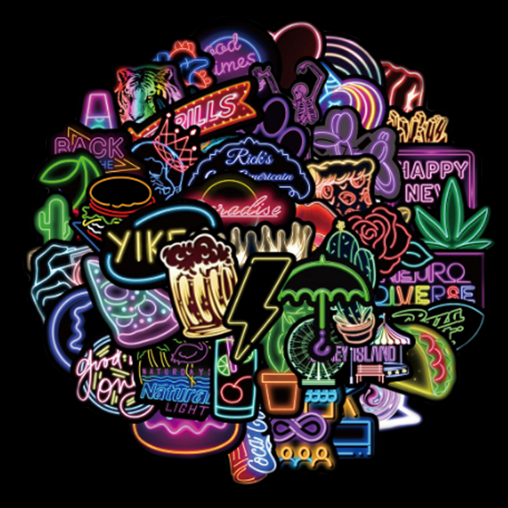 

10 pcs Random Stiker NEON Anti Air Motif Kartun Graffiti Gaya Punk Helm Laptop