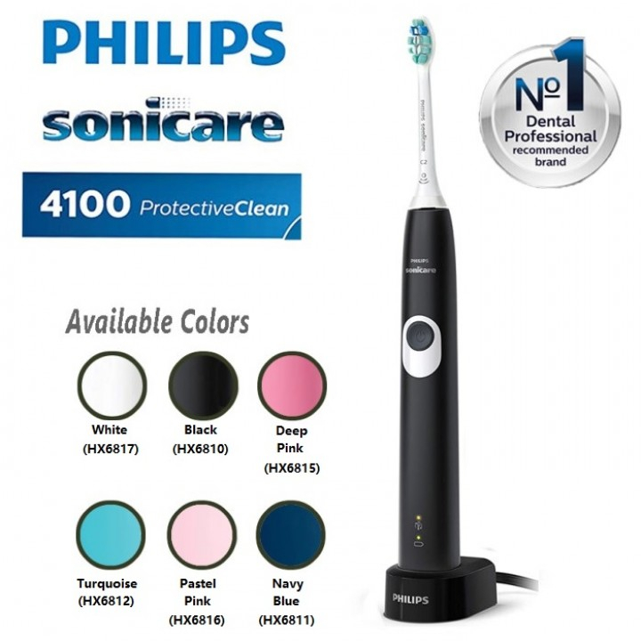 Sikat Gigi Elektrik Philips Sonicare 4100 ProtectiveClean - Pirus, Merah Muda