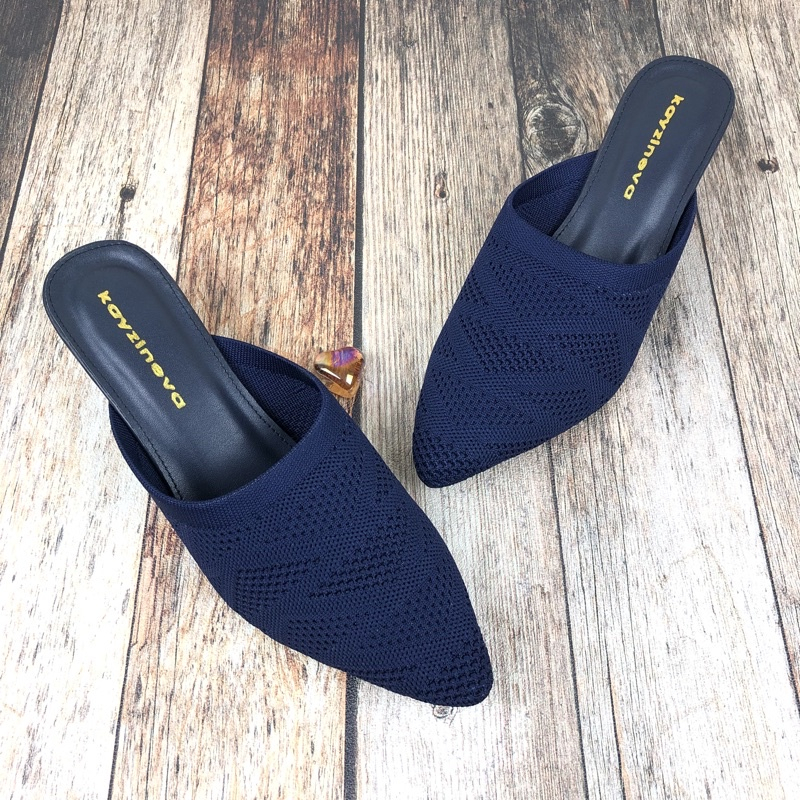 Kayzineva Sepatu Sandal Slip On Wanita Rajut Premium Import Hak 5 CM