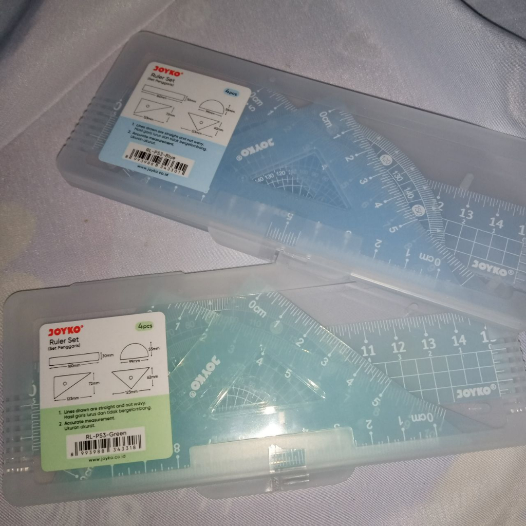 

JOYKO - Ruler Set - Set Penggaris Plastik RL - PS3 Blue, Green, Pink - Pcs