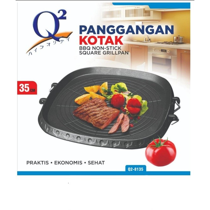 Q2 Grill Pan Square Q2-8135 / Wajan Panggangan Grill Kotak 35 cm