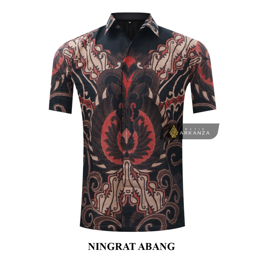 BATIK ARKANZA Motif NINGRAT ABANG Hem Atasan Kemeja Baju Batik Pria Cowok Laki Laki Slimfit Full Lapis Furing Lengan Panjang Lengan Pendek Original Asli