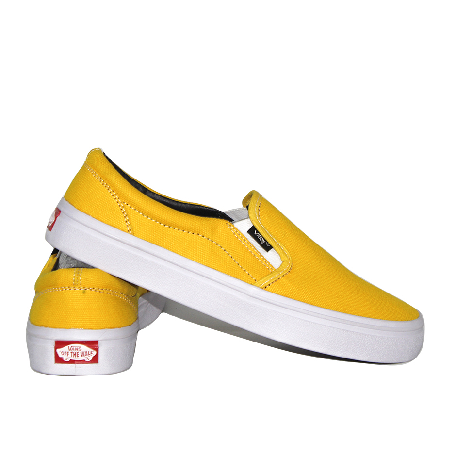 Sepatu Vans Slip On Tanpa Tali Pria Kuning Polos Murah