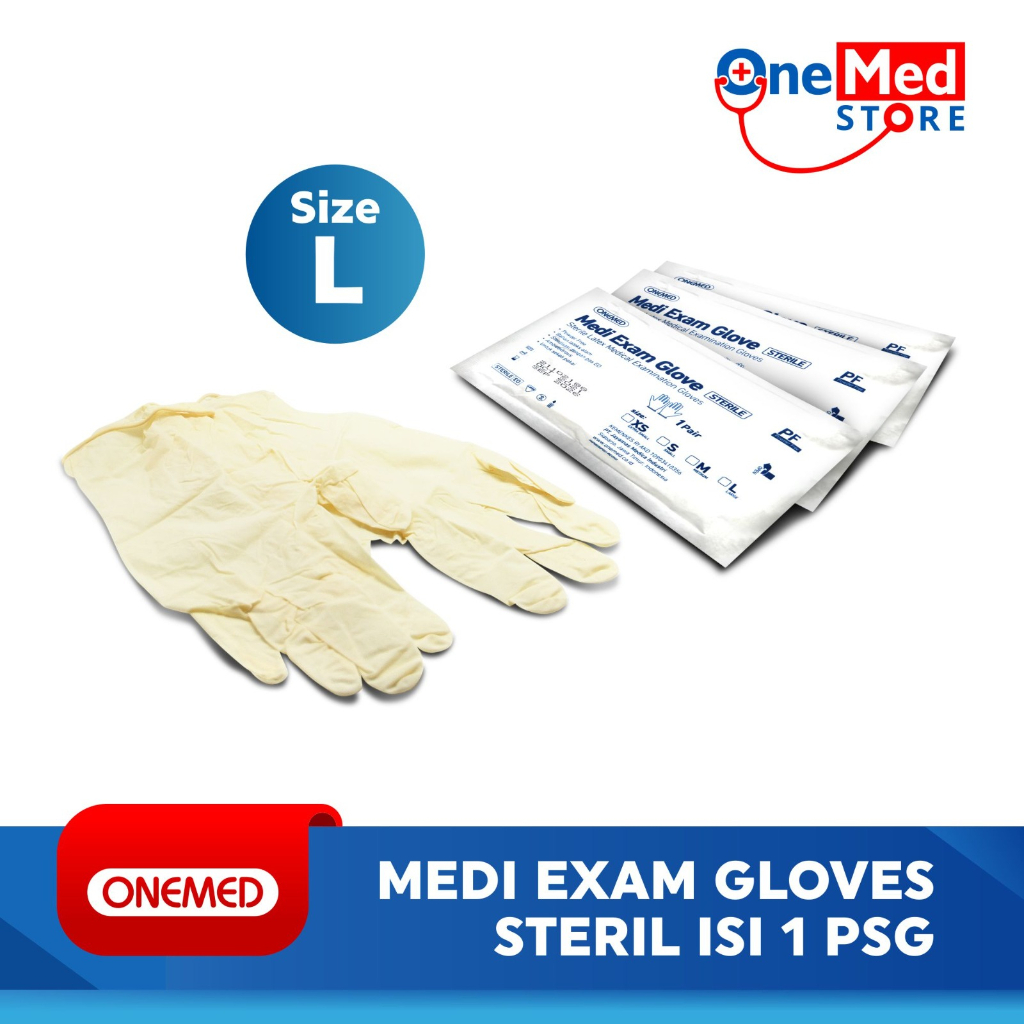 Sarung Tangan Medi Exam Glove Sterile OneMed 1 Pasang Size L OJ2