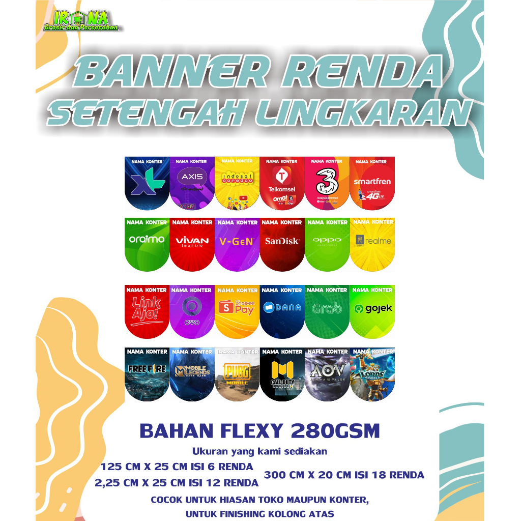CETAK BANNER RENDA/HIASAN KONTER/BANNER MURAH/HIASAN TOKO/AKSESORIS TOKO