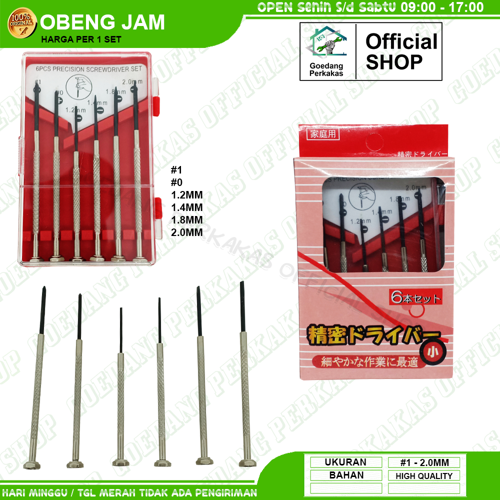 Obeng Jam Set 6 Pcs Plus Minus Obeng Kecil Kacamata