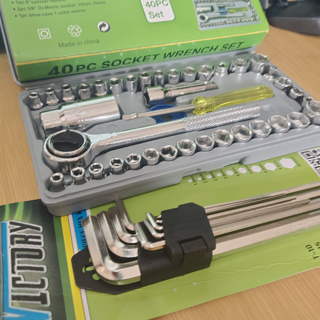 Paket Kunci Shock 40 Pcs & Kunci L Set 9 Pcs Panjang Victory ( Ready Cod ) Kunci Sok Full Set