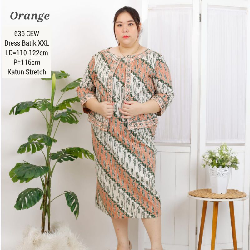 BIGSIZE DRESS BATIK NIA JUMBO MODERN XXL TERUSAN WANITA KERJA KANTOR MURAH 636 BAJU CEWEK ETNIK