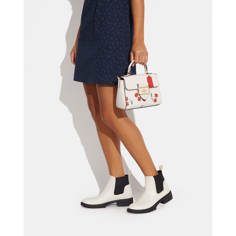 Coach Morgan Top Handle Satchel With Heart Cherry Print (CF 419)