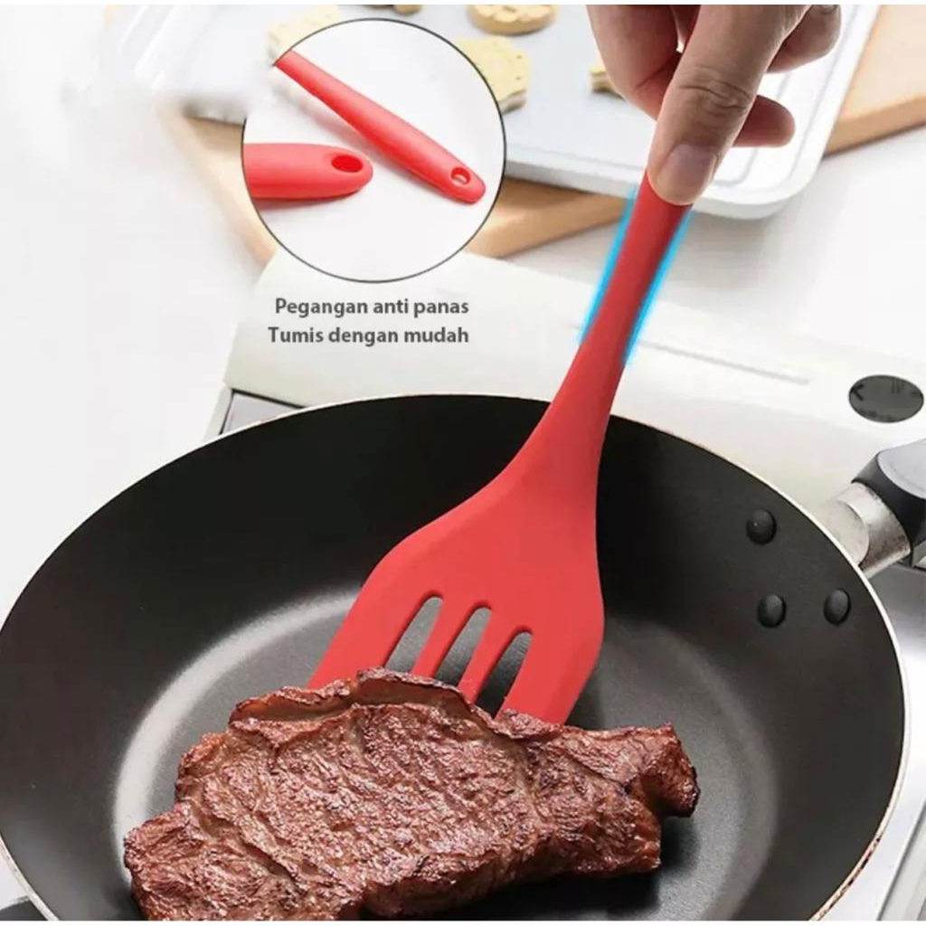 STV Spatula Set Peralatan Masak Sutil Silikon Non Stick Cooking Tools Isi 5 Pcs / tahan panas