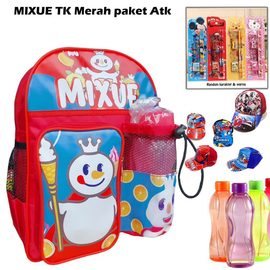 Produk baru -Tas Sekolah Anak paud-TK paket Hemat Tas Sekolah anak TK cewek dan cowok Paket jam mainan atau ATK