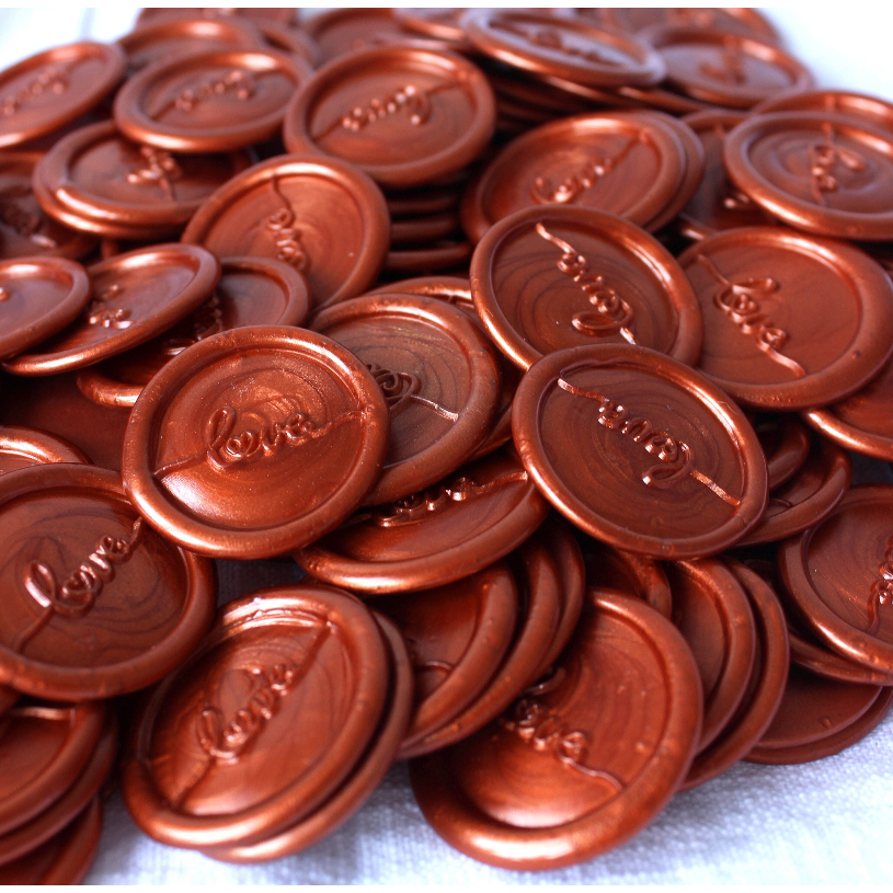 

(KSC) Love Letter (Red Metallic) - 1 Pcs seal wax coin sticker siap pakai ready stock (Include double tape) / souvenir pernikahan / accesories / calligraphy / journaling / undangan / hampers