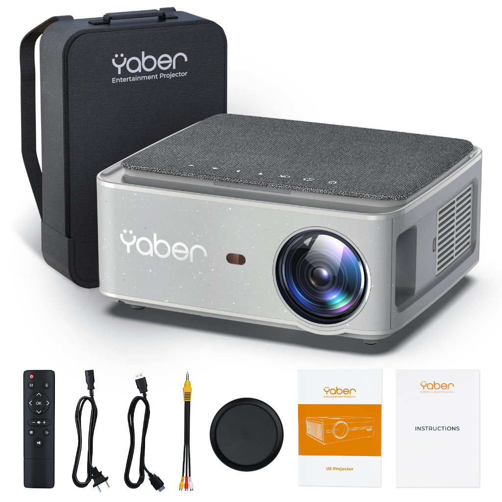 YABER Pro U6 Portable Home Theater Projector with WiFi and Bluetooth 13000L Outdoor Movie Projector Native 1080P 5G WiFi 4K Supported 300&quot; Display 4P Keystone 50% Zoom Compatible with Phone