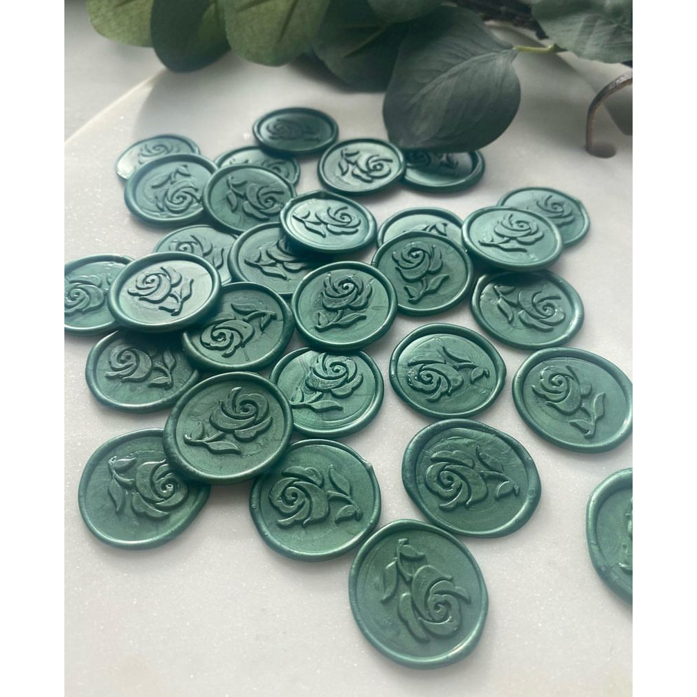

(KSC) Romance (Forest Green) - 1 Pcs seal wax coin sticker siap pakai ready stock (Include double tape) / souvenir pernikahan / accesories / calligraphy / journaling / undangan / hampers