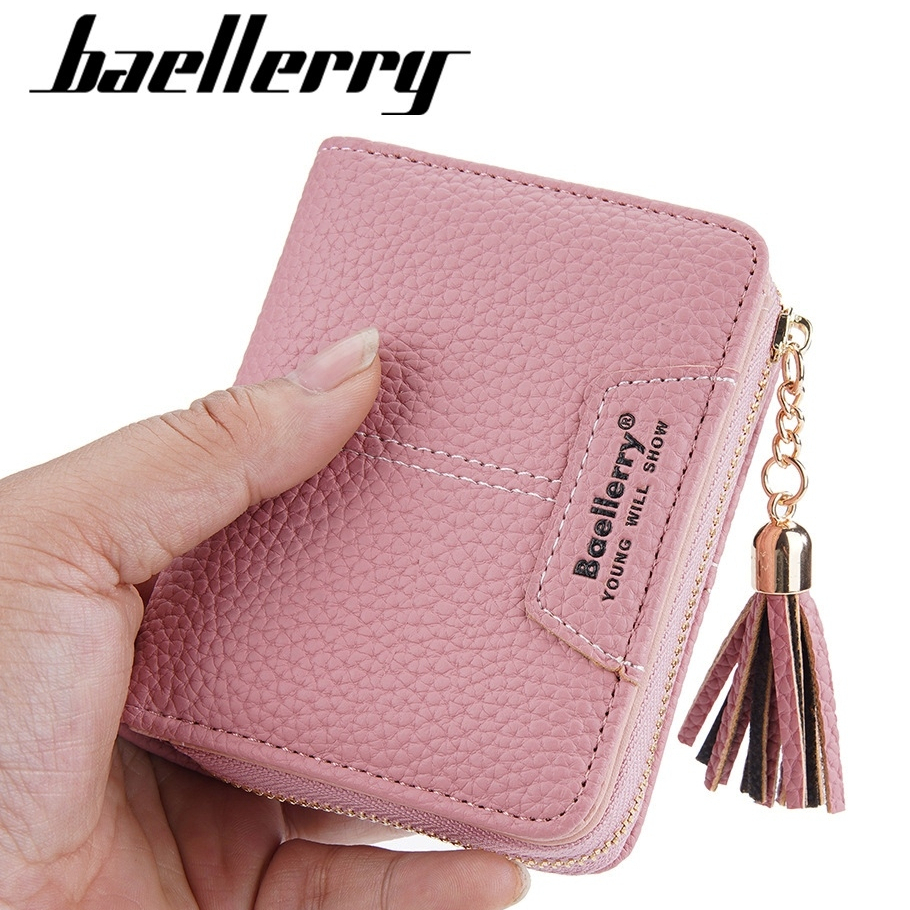 DOMPET LIPAT WANITA BRANDED BAELLERRY ORIGINAL REMAJA SIMPLE BATAM MURAH KULIT PINK LUCU KAIDA IMPORT RESLETING KOIN PENDEK MINI SLOT KARTU CEWEK KOREA KEKINIAN PREMIUM KECIL WA718P3