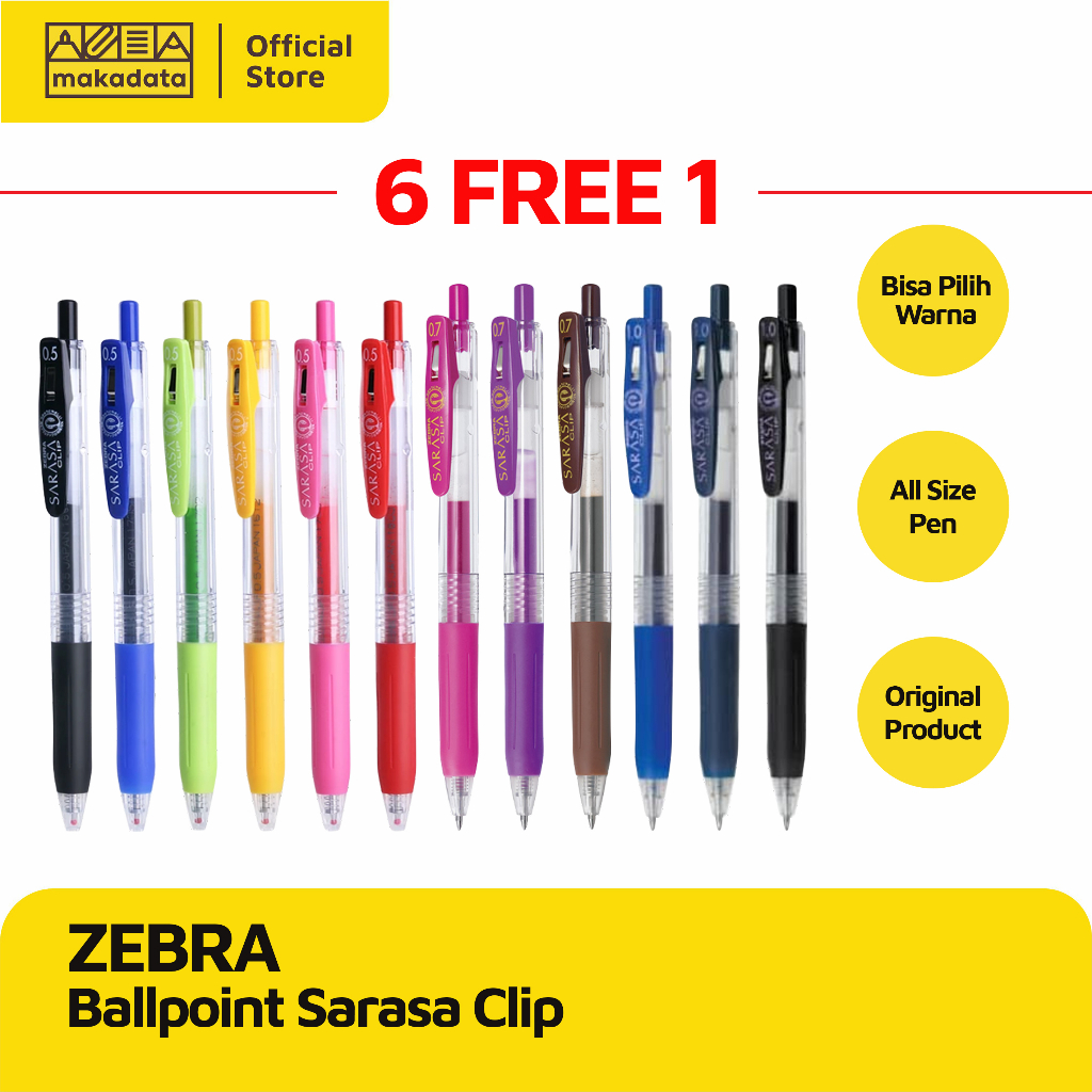 

PROMO ! BALLPOINT | BOLPEN | PULPEN ZEBRA SARASA 6PC FREE 1PC HITAM MURAH