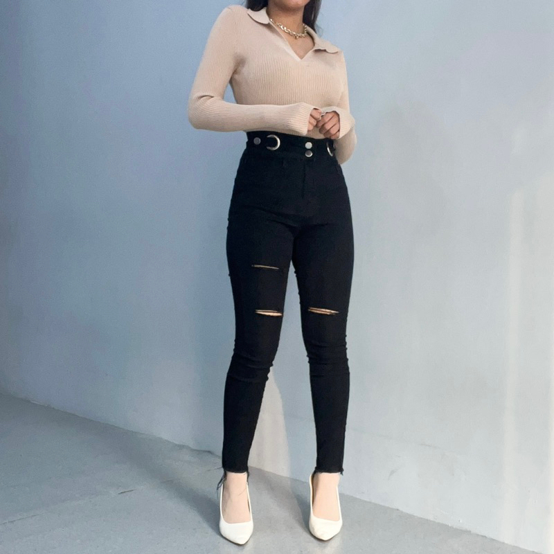[LUXE.DLABEL] - Jeans 147 | Celana Panjang Highwaist Wanita Jeans Import Premium Quality Jeans Wanita Polos Ripped Jeans Highwaist Jeans Wanita Bangkok Skinny Jeans Highwaist Baggy Wideleg Jeans Kulot jeans Boyfriend Jeans Kargo Jeans Cargo jeans BKK