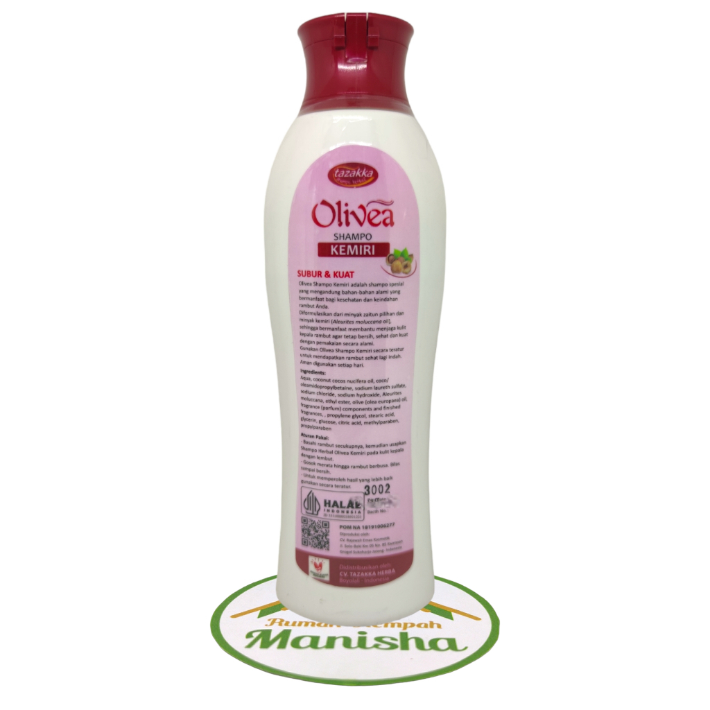 Shampo Kemiri Herbal Olivea Tazakka Penumbuh Rambut / Penghitam Rambut / Atasi Rambut Rontok 150ml