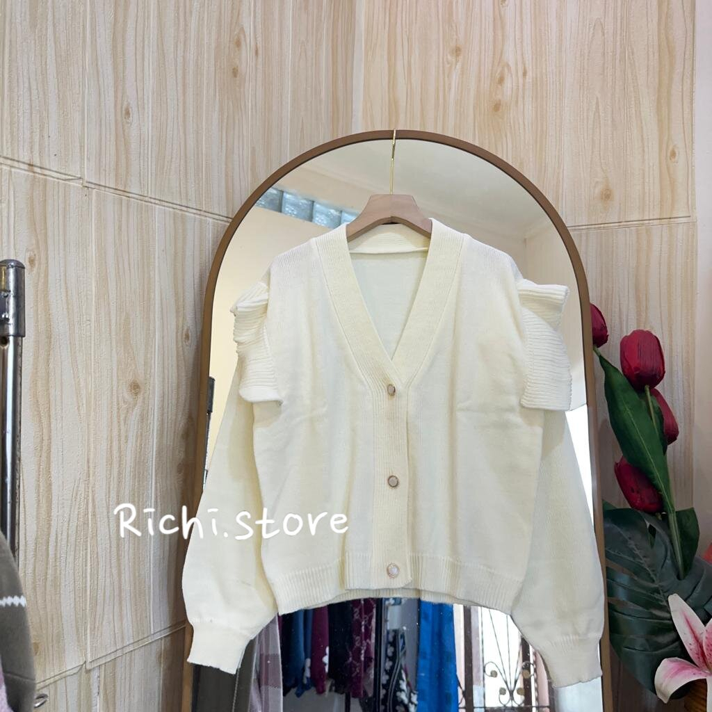 Maira cardigan rajut korean style v-neck full kancing lengan sayap