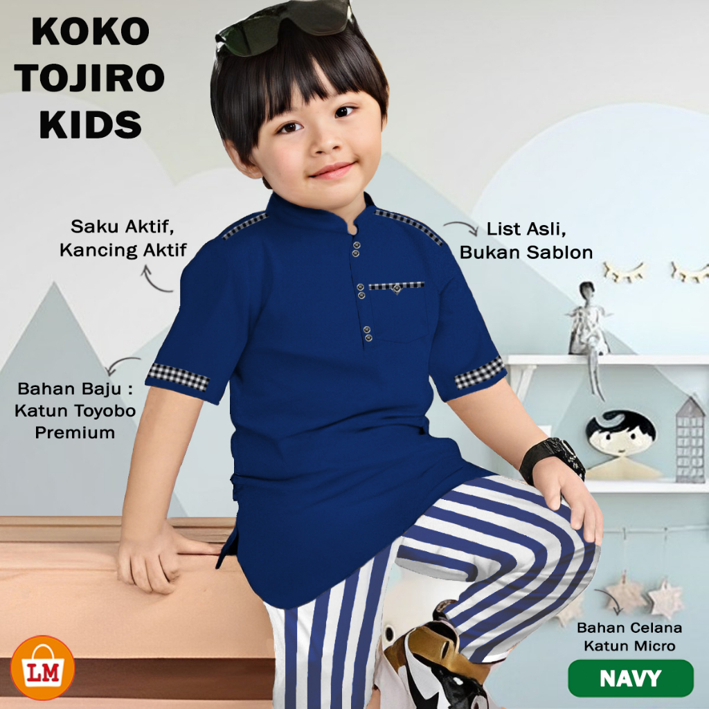 TERMURAH TERLARIS [ COD &amp; Gratis Ongkir ] Setelan Koko Anak TOJIRO KIDS Bahan Katun Toyobo Premium Stelan Pakaian Muslim Lebaran TERBARU LMS 25938 25941 25944