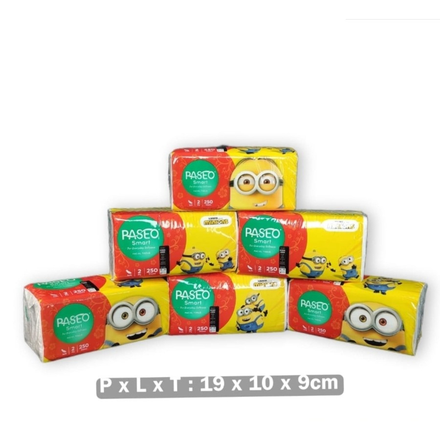 Tisu Wajah 250 Sheets 2 ply sheet / Tissue Paseo Facial Minions Series Soft Pack 2ply lembut