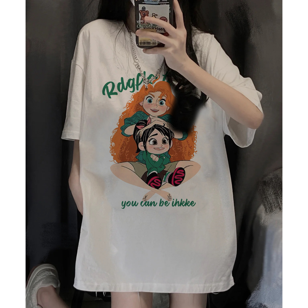 EUNII T-shirt Lengan Pendek Cartoon Anime Character Korean Style/Kaos Atasan Wanita/Baju Kaus Oversize Wanita/Kaos Wanita