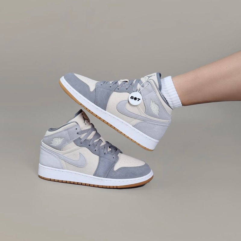 Air Jordan 1 Mid Coconut Praticle Grey GS Women