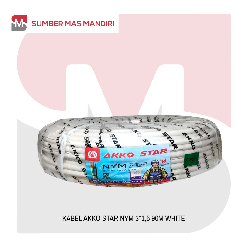 KABEL LISTRIK NYM SNI AKKO STAR 3x1.5MM 90 M STANDAR PLN TEMBAGA