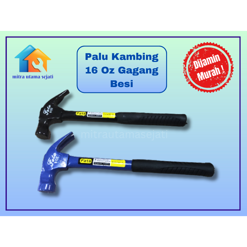 Palu Kambing Gagang Besi 16 oz Martil Claw Hammer