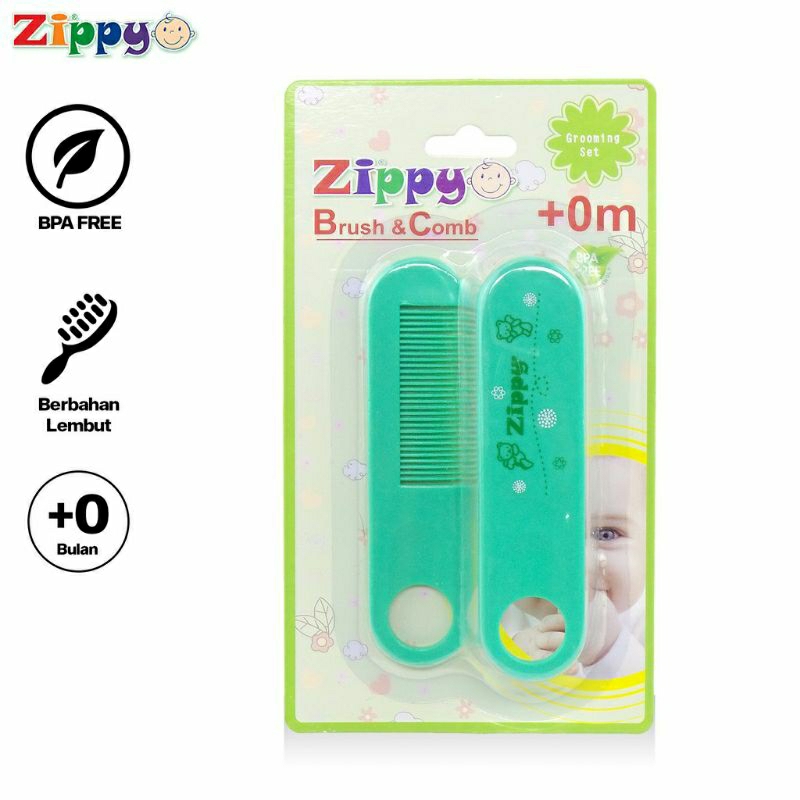 2 in 1 Zippy Brush &amp; Comb Sisir Bayi Newborn +0m | Sisir Dan Sikat Lembut Baby Mumlove Comb And Brush - MUMLOVE