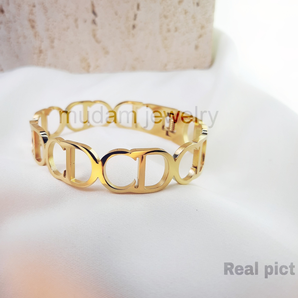 Gelang Bangle Model CD Hollow Warna Gold