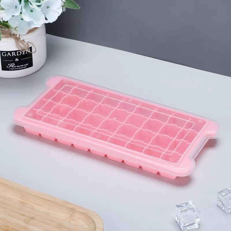 CETAKAN ES BATU SILIKON 36 KOTAK  DENGAN TUTUP IMPORT PREMIUM