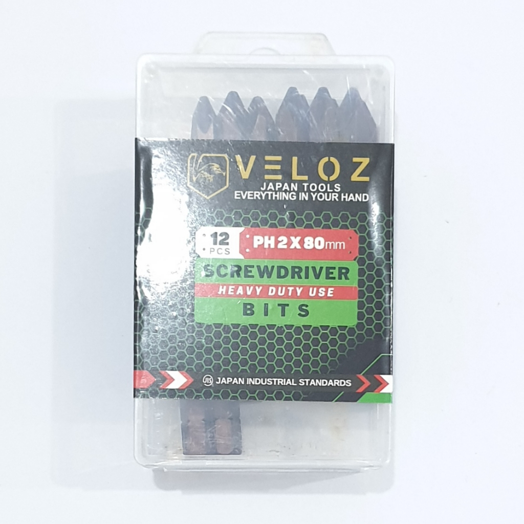 Veloz Heavy Duty 1  Kotak Isi 12 Pcs Mata Obeng Ketok + Plus PH2 80mm Magnet