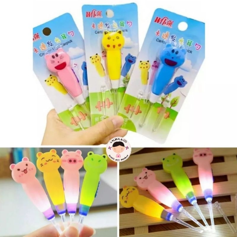 KOREK KUPING LED KARAKTER GAMBAR TELINGA ANAK 6PC