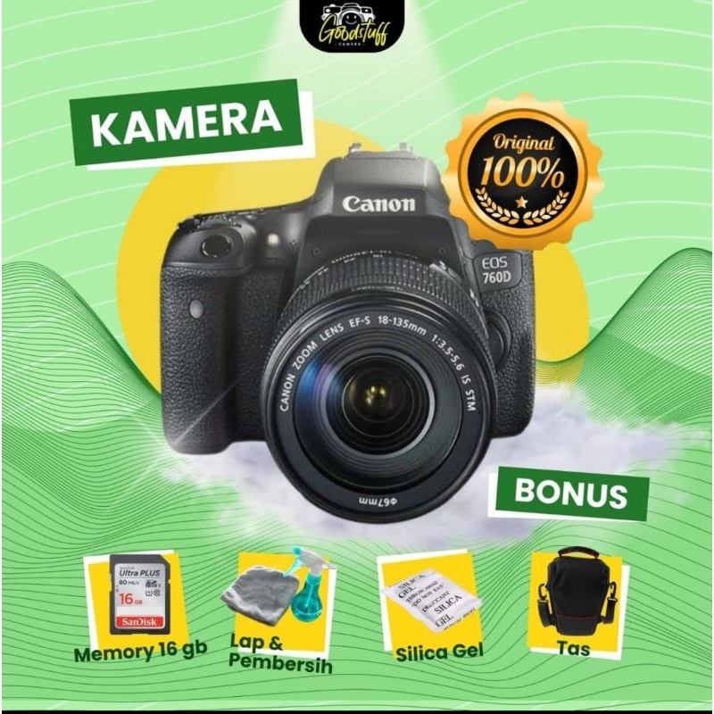 KAMERA CANON EOS 760D LAYAR SENTUH+WIFI FULSET