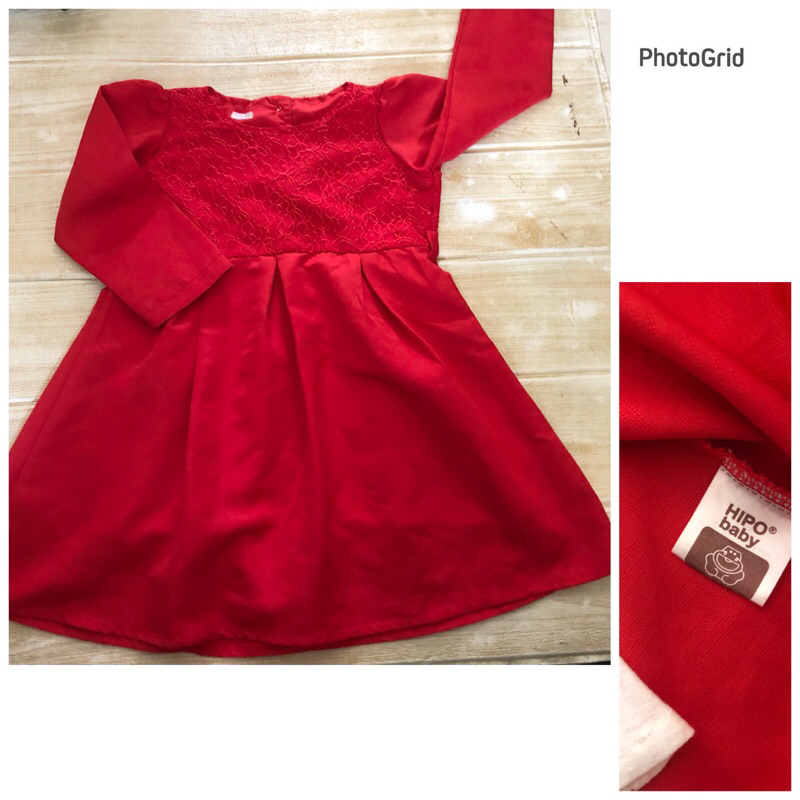 gamis bayi Merah hipo baby