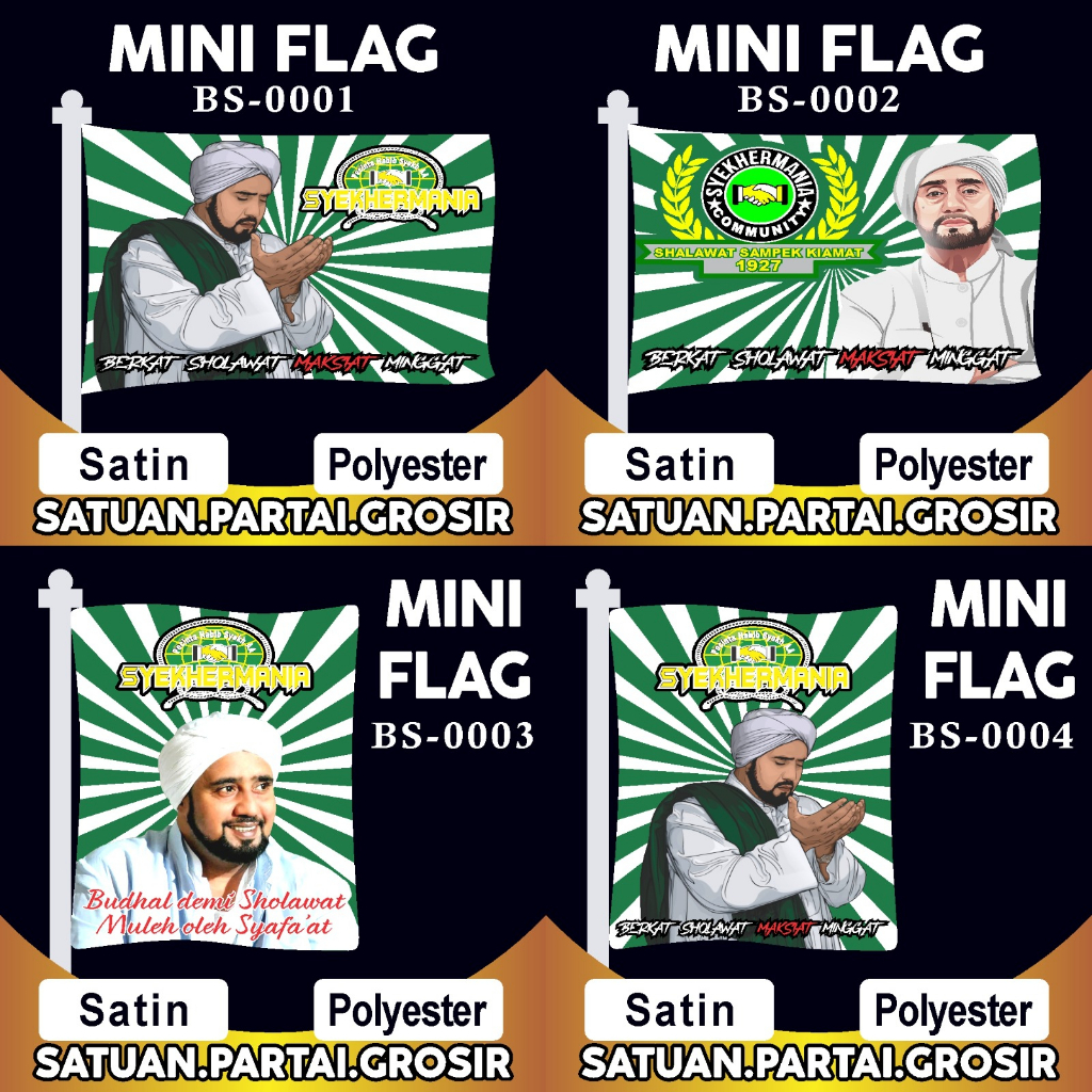 CETAK MINI FLAG SYEKHERMANIA CUSTOM/BENDERA MINI CUSTOM PRINTING SATUAN/SYEKHERMANIA MURAH