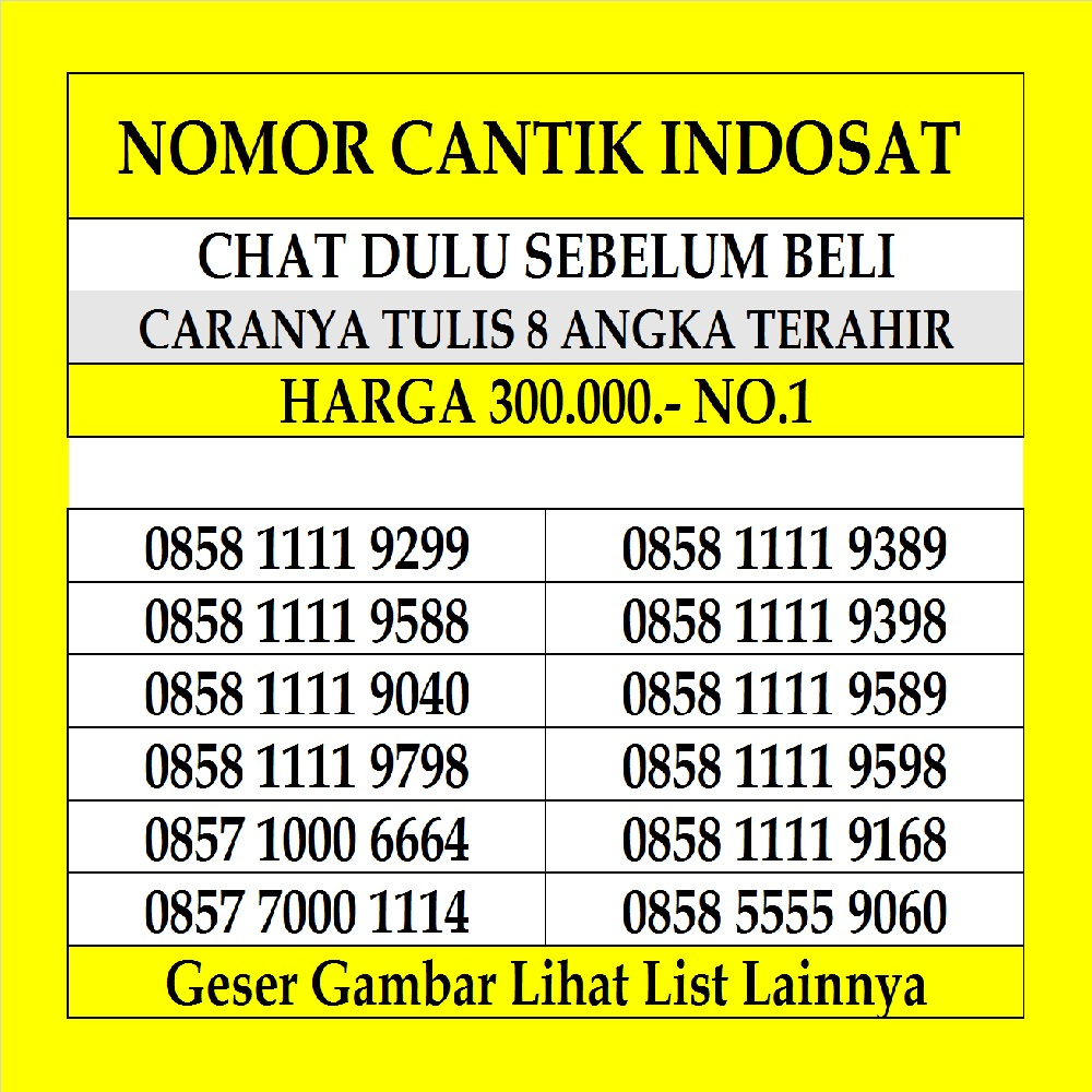 Nomor Cantik Indosat 4G LTE Ooredoo Nomer Kartu Perdana Prabayar