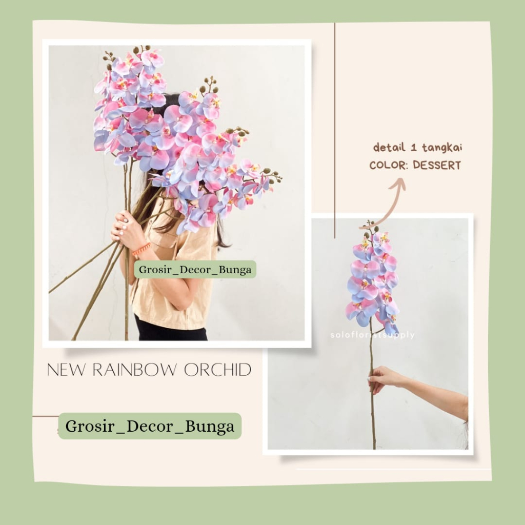 [QC] NEW RAINBOW ORCHID LATEX PREMIUM X9 ARTIFICIAL FLOWER ORCHID OMBREFLOWER ANGGREK GRADASI Oncidi