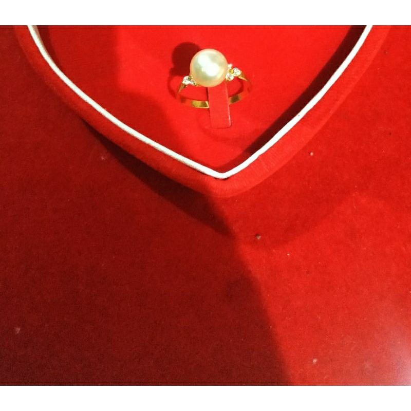 cincin emas mata 3 mutiara air laut