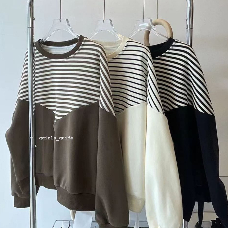 ZEEYA STRIPE OVERSIZE SWEATER WANITA - SWEATER OBLONG WANITA - CREWNECK