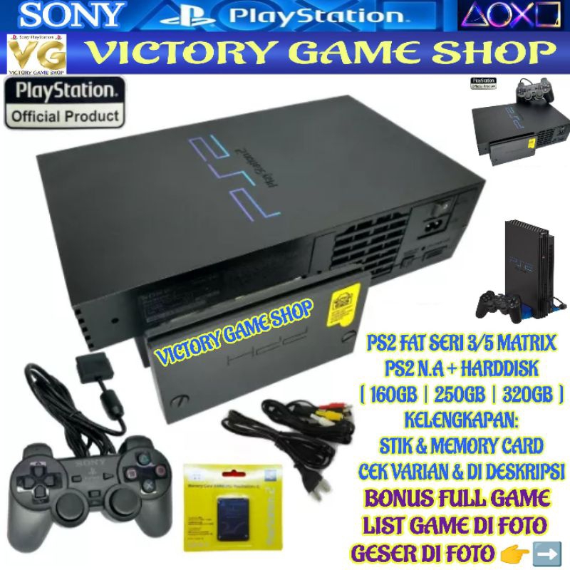 Clevates - PS2 PLAYSTATION 2 MATRIX + N.A + HARDDISK INTERNAL BELAKANG + 2 STIK ANALOG KOMPLITE