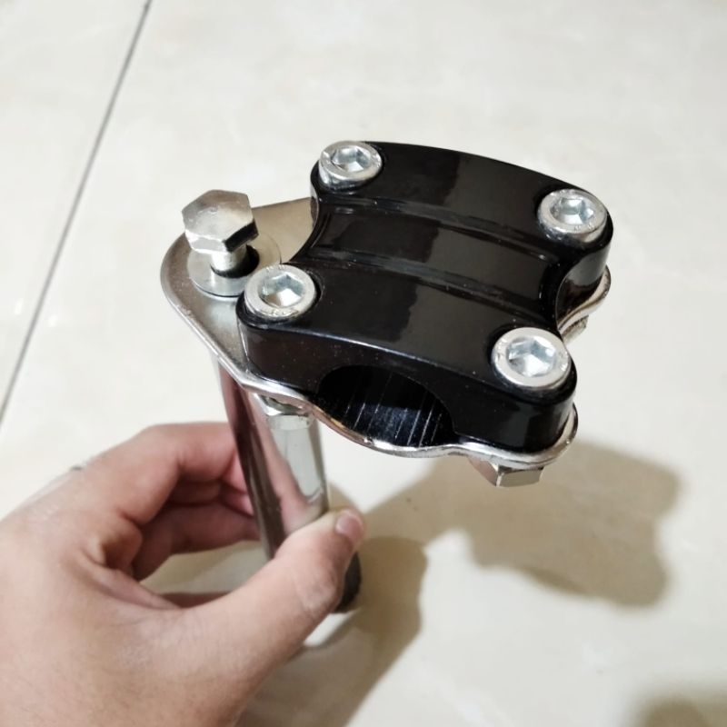 Stem stang BMX Alloy stem stang sepeda BMX alloy hitam dan chrome