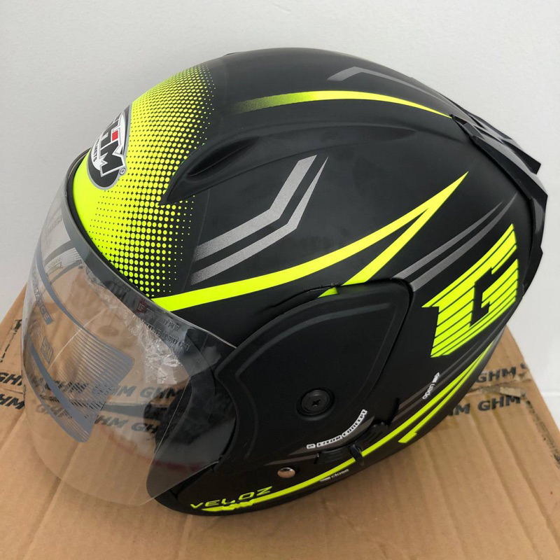 Helm Dewasa Double Visor GHM Veloz Kuning SNI Terlaris Termurah