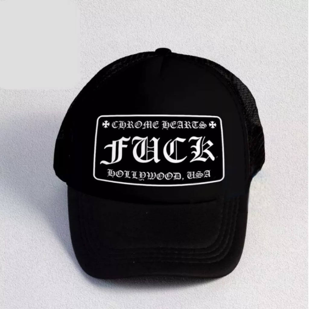 TOPI JARING TRUCKER CHROME FVCK SABLON NOMOR SATU DI TOPI TRUCKER