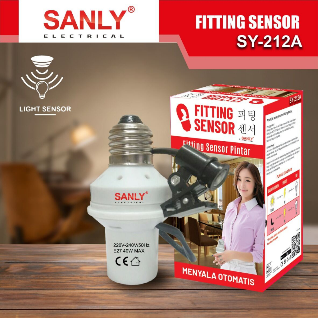 Fitting Lampu Sensor Cahaya Otomatis Sunly SY 212A E27 Original