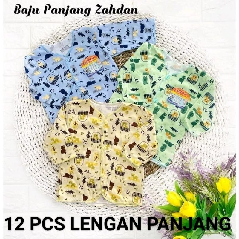 12 PCS BAJU BAYI ZAHDAN WARNA MOTIF LENGAN PANJANG SNI | BAJU PANJANG ANAK BABY ZAHDAN WARNA MOTIF K