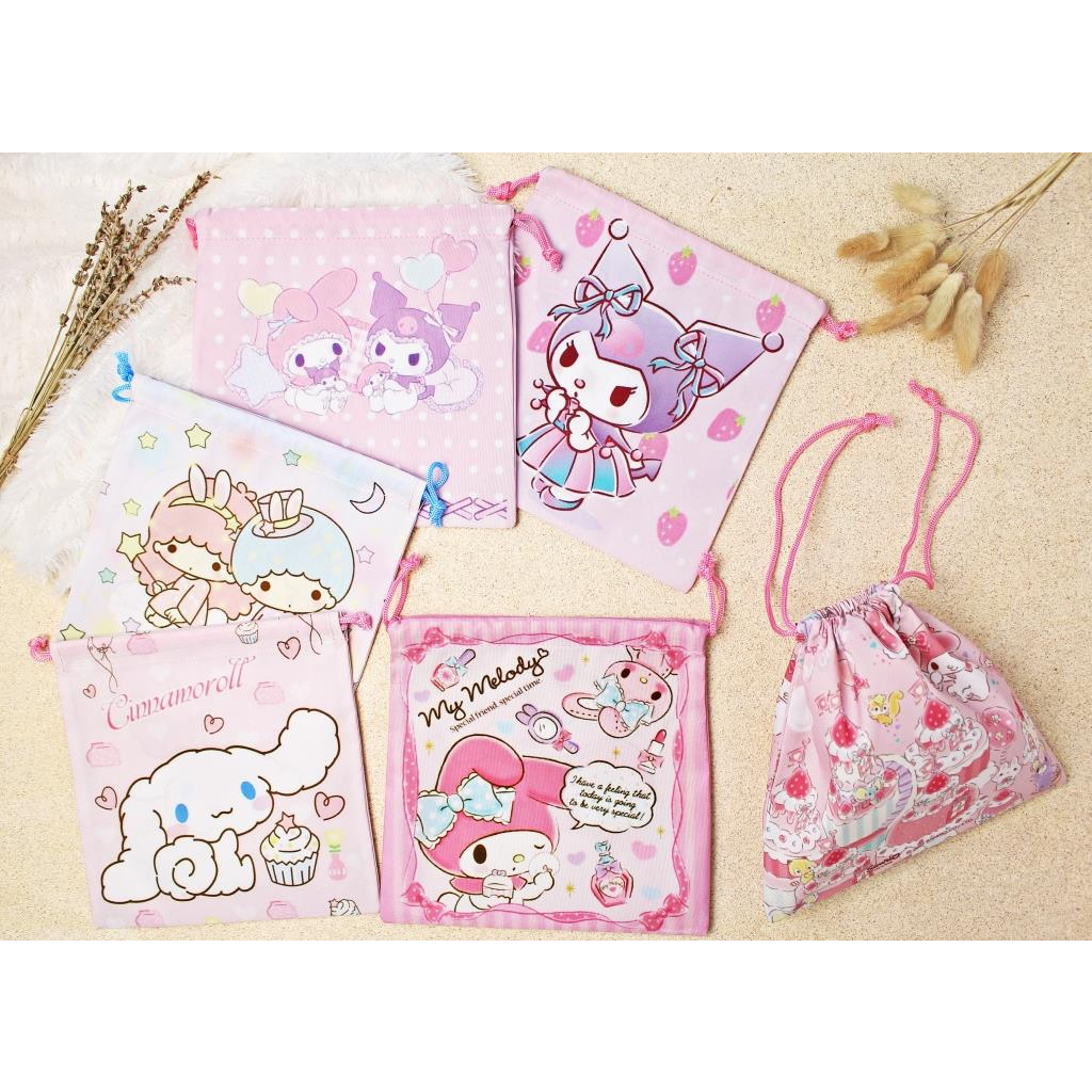 Pouch Serut Kain Motif Lucu Bahan Taslan Anti Air Sanrio Karakter Organizer Serbaguna