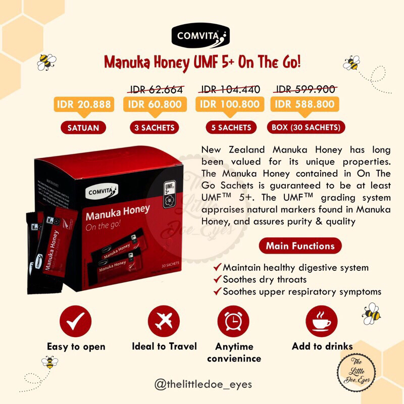 Comvita Manuka Honey UMF 5+ On The Go - BOX isi 30