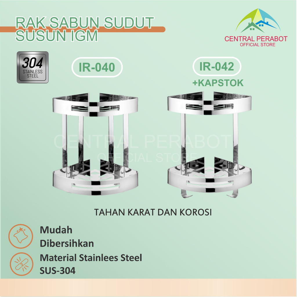 IGM IR-040 IR-042 Rak Sabun Kamar Mandi Sudut 2 Susun IGM Serbaguna Tempat Penyimpanan Perlengkapan 